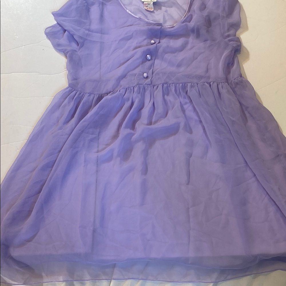 Vintage Linda Bis Sheer Lavender Smock Dress